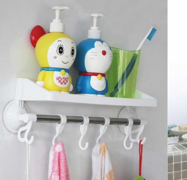 Raflı ve Kancalı Vantuzlu Banyo Askısı