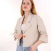 Bej Kol Büzgülü Gabardin Crop Ceket Bej Kol Büzgülü Gabardin Crop Ceket