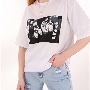 Beyaz Anime Baskılı Tshirt