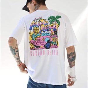 Beyaz Auto Repair Baskılı Tshirt