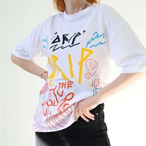 Beyaz Drip Grafitti Tshirt
