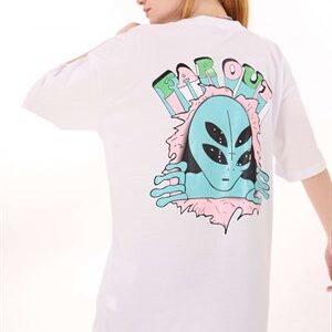 Beyaz Far Out Alien Tshirt