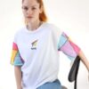 Beyaz Flying Kol Desenli Tshirt