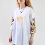 Beyaz Kaplan Baskı Tshirt