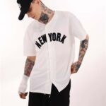 Beyaz New York Sırt Nakış Kolej Tshirt