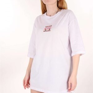 Beyaz Oldlovers Nakışlı Tshirt