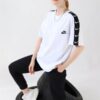Beyaz Omuz Şerit Logo Tshirt