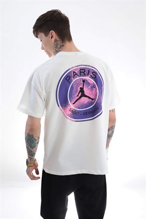Beyaz Paris Sırt Baskı Tshirt