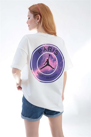 Beyaz Paris Sırt Baskı Tshirt