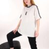 Beyaz Üç Şerit Unisex Tshirt