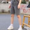 Füme Kar Yıkama Bermuda Kot Şort Füme Kar Yıkama Bermuda Kot Şort