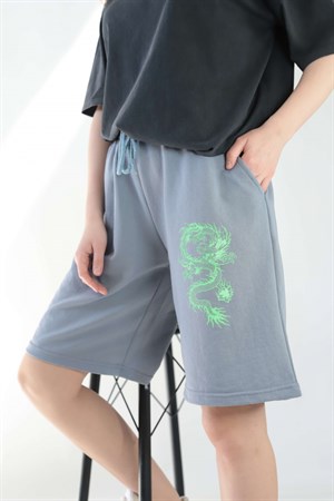 Füme Neon Dragon Bermuda Şort