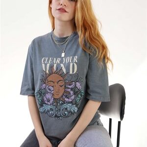 Füme Yıkamalı Clear Your Mind Tshirt