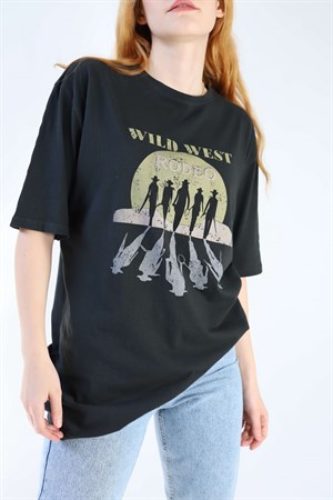 Füme Yıkamalı Wild West Tshirt