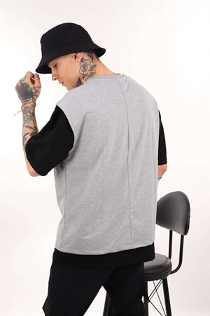 Gri V Yaka Kolsuz Man Tshirt