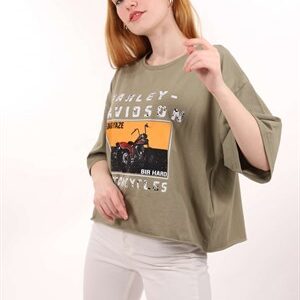 Haki Motorcycle Crop Tshirt