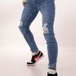 Koyu Mavi Lazerli Slimfit Man Jean