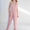 Pembe Crep Çift Cep Tulum Pembe Crep Çift Cep Tulum