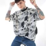 Siyah Batik Yıkama Oversize Tshirt