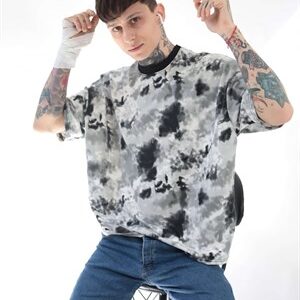 Siyah Batik Yıkama Oversize Tshirt
