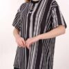 Siyah Dik Şerit Detay Digital Unisex Tshirt