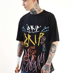 Siyah Drip Grafitti Tshirt
