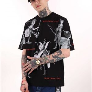 Siyah Elf Baskılı Man Tshirt