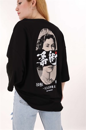 Siyah Elizabeth Oversize Tshirt