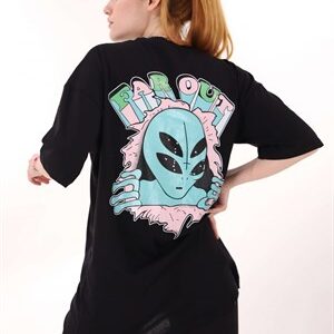 Siyah Far Out Alien Tshirt