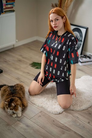 Siyah Jordan Çoklu Baskı Unisex Tshirt