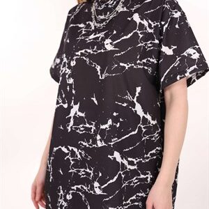 Siyah Mermer Desen Digital Unisex Tshirt