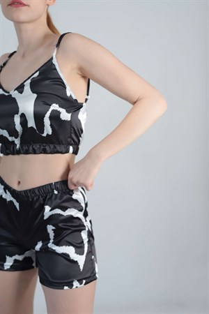 Siyah Mermer Desen Pijama Takımı