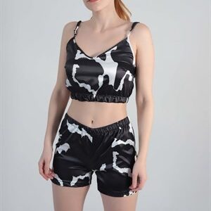 Siyah Mermer Desen Pijama Takımı