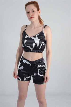 Siyah Mermer Desen Pijama Takımı