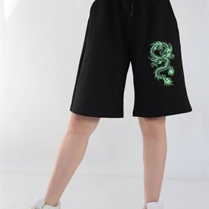 Siyah Neon Dragon Bermuda Şort