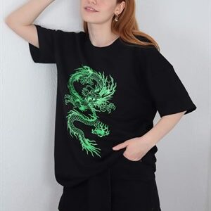Siyah Neon Dragon Tshirt