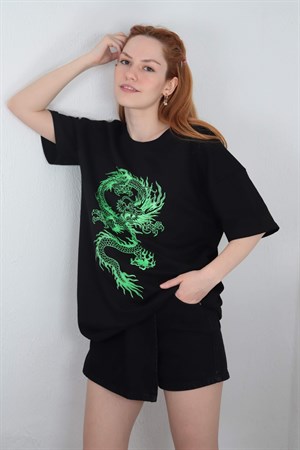 Siyah Neon Dragon Tshirt
