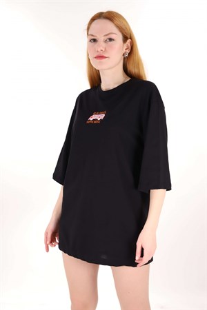 Siyah Oldlovers Nakışlı Tshirt