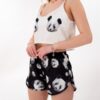 Siyah Panda Saten Pijama Takımı Siyah Panda Saten Pijama Takımı