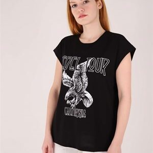 Siyah Rebel Tour Kolsuz Tshirt