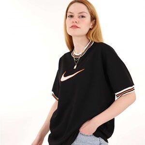 Siyah Ribana Yaka Logo Iki Iplik Tshirt