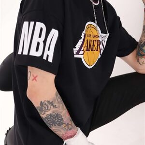 Siyah Ribanalı Lakers Unisex Tshirt