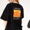 Siyah Sırt Göğüs Mountain Nakış Tshirt