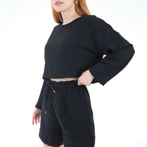 Siyah Şortlu Crep Takım