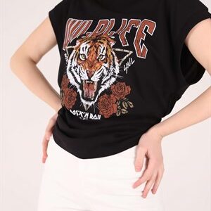 Siyah Wildlife Kolsuz Tshirt