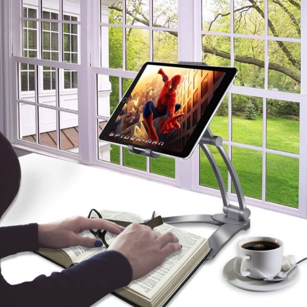 BUFFER® 360 Derece Dönebilen Mutfak Masaüstü Telefon Tablet Tutucu Ayarlanabilir Esnek Ayaklı Metal Gövdeli