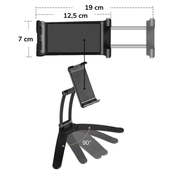 BUFFER® 360 Derece Dönebilen Mutfak Masaüstü Telefon Tablet Tutucu Ayarlanabilir Esnek Ayaklı Metal Gövdeli