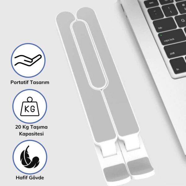 BUFFER® Ayarlanabilir Plastik Dizüstü Destek Tabanı Katlanabilir Taşınabilir Laptop Sehpası Yükseltici