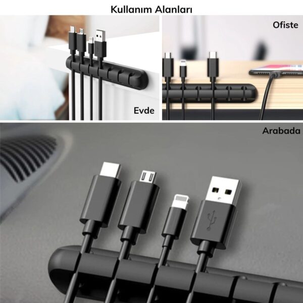 BUFFER® Çok Amaçlı Kablo Tutucu Akrilik Güçlü Yapışkanlı Organizer Düzenleyici 16 Parça Set Kolay Kullanımlı