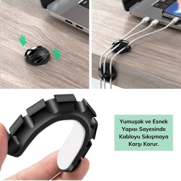 BUFFER® Çok Amaçlı Kablo Tutucu Akrilik Güçlü Yapışkanlı Organizer Düzenleyici 16 Parça Set Kolay Kullanımlı